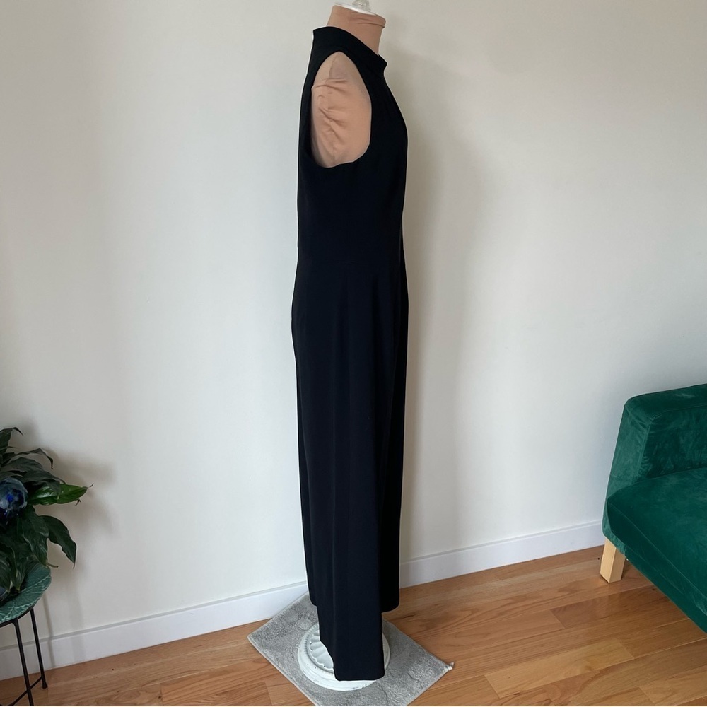 Lucian Matis Pleated High Neck Wide Leg Black Sleeveless Jumpsuit FW1975 EUC 10 - Picture 3 of 10